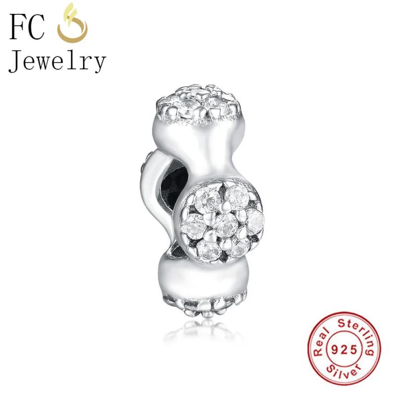 925 Sterling Silver CZ Crystal Spacer Beads for Bracelet Making