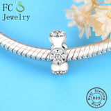925 Sterling Silver CZ Crystal Spacer Beads for Bracelet Making