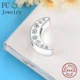 925 Silver Moon Charm Bracelet CZ Beads Spacer Mix Clear Crystal Berloque