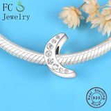 925 Silver Moon Charm Bracelet CZ Beads Spacer Mix Clear Crystal Berloque