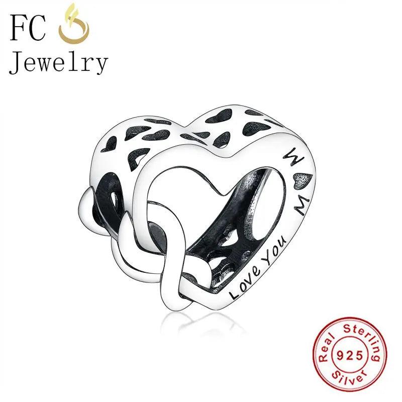 925 Silver Infinity Love You Mom Letter Charms Bracelet DIY