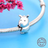 925 Silver Rino Rhinoceros Heart Bead Bracelet Charm