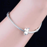 925 Silver Rino Rhinoceros Heart Bead Bracelet Charm