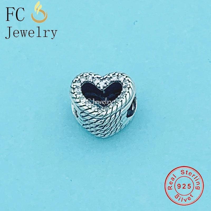 925 Silver Heart Bead Bracelet for Women