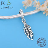 925 Sterling Silver Feather Crystal Pendant Bracelet DIY