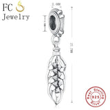 925 Sterling Silver Feather Crystal Pendant Bracelet DIY