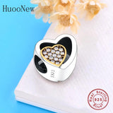 925 Silver Heart Crystal Bead Bracelet Bangle