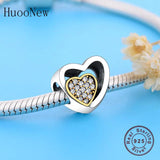 925 Silver Heart Crystal Bead Bracelet Bangle
