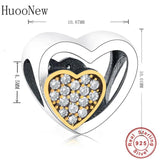 925 Silver Heart Crystal Bead Bracelet Bangle
