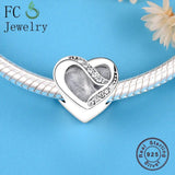 925 Sterling Silver Heart Charm Bracelet with Zirconia Beads