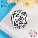 925 Sterling Silver Four-leaf Clover CRYSTAL Beads Bracelet