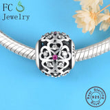 925 Sterling Silver Four-leaf Clover CRYSTAL Beads Bracelet