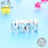 925 Sterling Silver Mom Script Charm Bracelet Bead