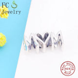 925 Sterling Silver Mom Script Charm Bracelet Bead