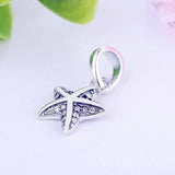 925 Silver Starfish Charm Bracelet Bead Zirconia Dangle Berloque