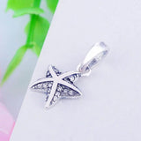 925 Silver Starfish Charm Bracelet Bead Zirconia Dangle Berloque