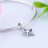 925 Silver Starfish Charm Bracelet Bead Zirconia Dangle Berloque