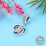 925 Silver Heart Charm for 30th Birthday Bracelet