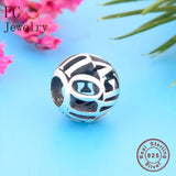 925 Silver Ball Shape Love Bead Bracelet Charm DIY