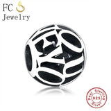 925 Silver Ball Shape Love Bead Bracelet Charm DIY