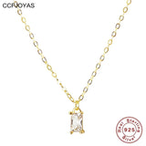 Square Zircon 925 Silver Pendant Necklace for Women