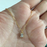 Square Zircon 925 Silver Pendant Necklace for Women