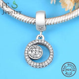 925 Sterling Silver Circle Zirconia Crystal Bead for Women
