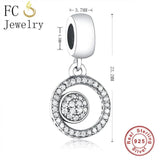 925 Sterling Silver Circle Zirconia Crystal Bead for Women