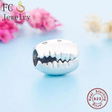 925 Sterling Silver Coffee Bean Shell Crystal Bead Bracelet Charms