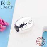 925 Sterling Silver Coffee Bean Shell Crystal Bead Bracelet Charms