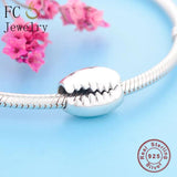 925 Sterling Silver Coffee Bean Shell Crystal Bead Bracelet Charms