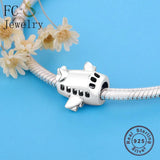 925 Sterling Silver Airplane Aircraft Airfoil Charm Bracelet Beads