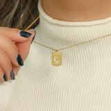 Crystal Moon Tarot Necklace 18K Plated Stainless Steel Tarnish Jewelry