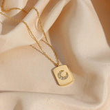 Crystal Moon Tarot Necklace 18K Plated Stainless Steel Tarnish Jewelry