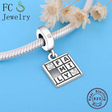 925 Sterling Silver Letter Family Zirconia Crystal Beads Pendant Berloque