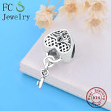 925 Sterling Silver Key to Heart Lock Beads for Bracelets