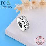 925 Silver Heart Zirconia Spacer Beads Pendant DIY