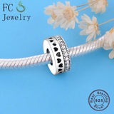 925 Silver Heart Zirconia Spacer Beads Pendant DIY