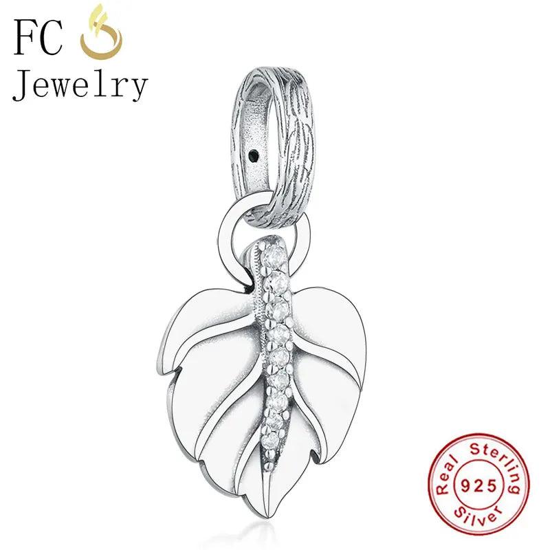 925 Silver Leaf Charm Bracelet Pendant Bead for Women