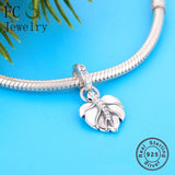 925 Silver Leaf Charm Bracelet Pendant Bead for Women