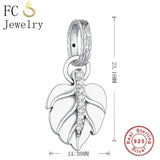 925 Silver Leaf Charm Bracelet Pendant Bead for Women