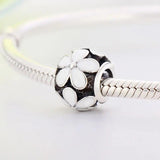 925 Sterling Silver Enamel Flower Bead Charms Bracelet