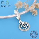 925 Sterling Silver Number 30 Zirconia Crystal Charm Bracelet Bangle