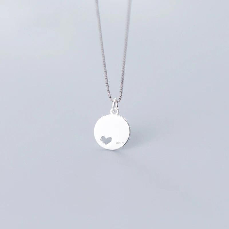 925 Silver Hollow Heart Love Clavicle Chain Pendant Gift