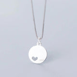 925 Silver Hollow Heart Love Clavicle Chain Pendant Gift