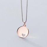 925 Silver Hollow Heart Love Clavicle Chain Pendant Gift