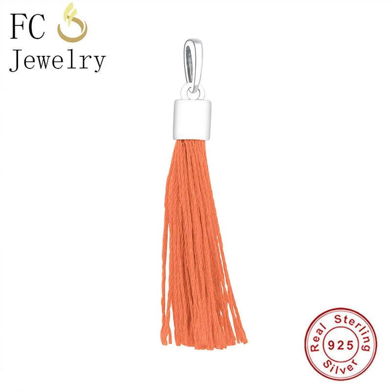 925 Sterling Silver Bohemian Tassel Bead Pan Charms Bracelet