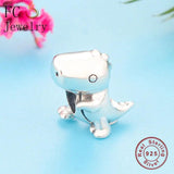 925 Sterling Silver Dino Charm Bracelet Bead for Kids DIY