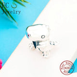 925 Sterling Silver Dino Charm Bracelet Bead for Kids DIY