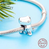 925 Sterling Silver Dino Charm Bracelet Bead for Kids DIY